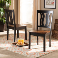 Baxton Studio RH338C-Dark Brown/Walnut Wood Scoop Seat-DC-2PK Fenton Modern and Contemporary Transitional Two-Tone Dark Brown and Walnut Brown Finished Wood 2-Piece Dining Chair Set